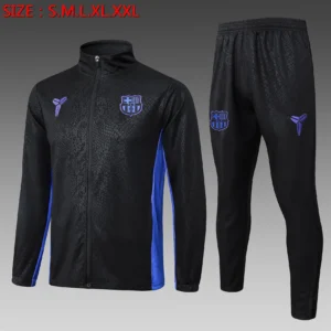 A2585# 2526 Full-Zip Football Jacket Kit (Top+Pants) Barcelona Black (Stamped Edition)