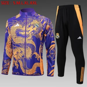 A799# 2425 Full-Zip Football Jacket Kit (Top+Pants) Real Madrid Purple Ink Dragon Edition