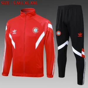 A804# 2425 Full-Zip Football Jacket Kit (Top+Pants) Bayern Munich Red (Trefoil Adidas Logo)