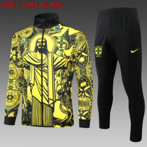 A807# 2425 Full-Zip Football Jacket Kit (Top+Pants) Brazil Yellow Ink Edition
