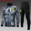A808# 2425 Full-Zip Football Jacket Kit (Top+Pants) Brazil Black Ink Edition