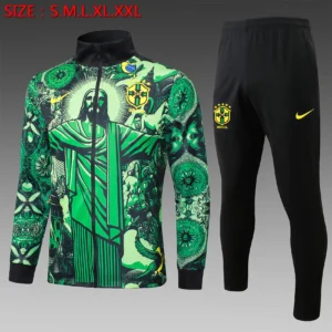 A810# 2425 Full-Zip Football Jacket Kit (Top+Pants) Brazil Green Ink Edition
