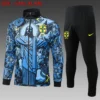 A814# 2425 Full-Zip Football Jacket Kit (Top+Pants) Brazil Gray Blue Ink Edition