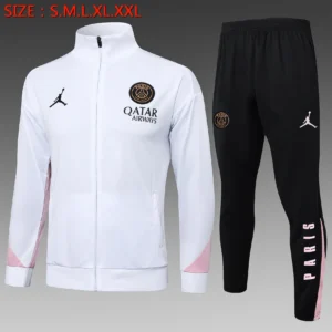 A821# 2425 Full-Zip Football Jacket Kit (Top+Pants) Paris Jordan White