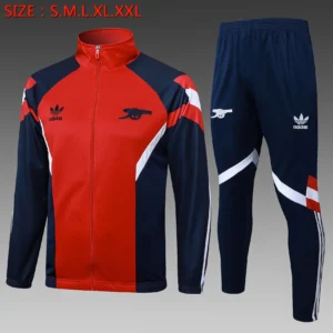 A824# 2425 Full-Zip Football Jacket Kit (Top+Pants) Arsenal Red Retro