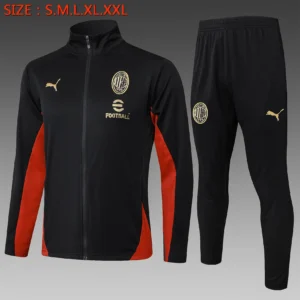 A828# 2425 Full-Zip Football Jacket Kit (Top+Pants) AC Milan Black
