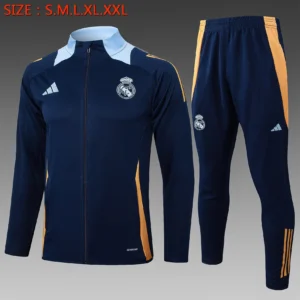 A835# 2425 Full-Zip Football Jacket Kit (Top+Pants) Real Madrid Royal Blue (Light Blue Collar)