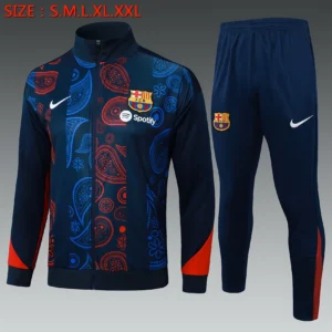 A841# 2425 Full-Zip Football Jacket Kit (Top+Pants) Barcelona Royal Blue Ink Edition (Geometric Pattern)