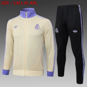 A843# 2425 Full-Zip Football Jacket Kit (Top+Pants) Real Madrid Apricot