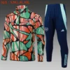 A846# 2425 Full-Zip Football Jacket Kit (Top+Pants) Arsenal Red & Green Ink Edition
